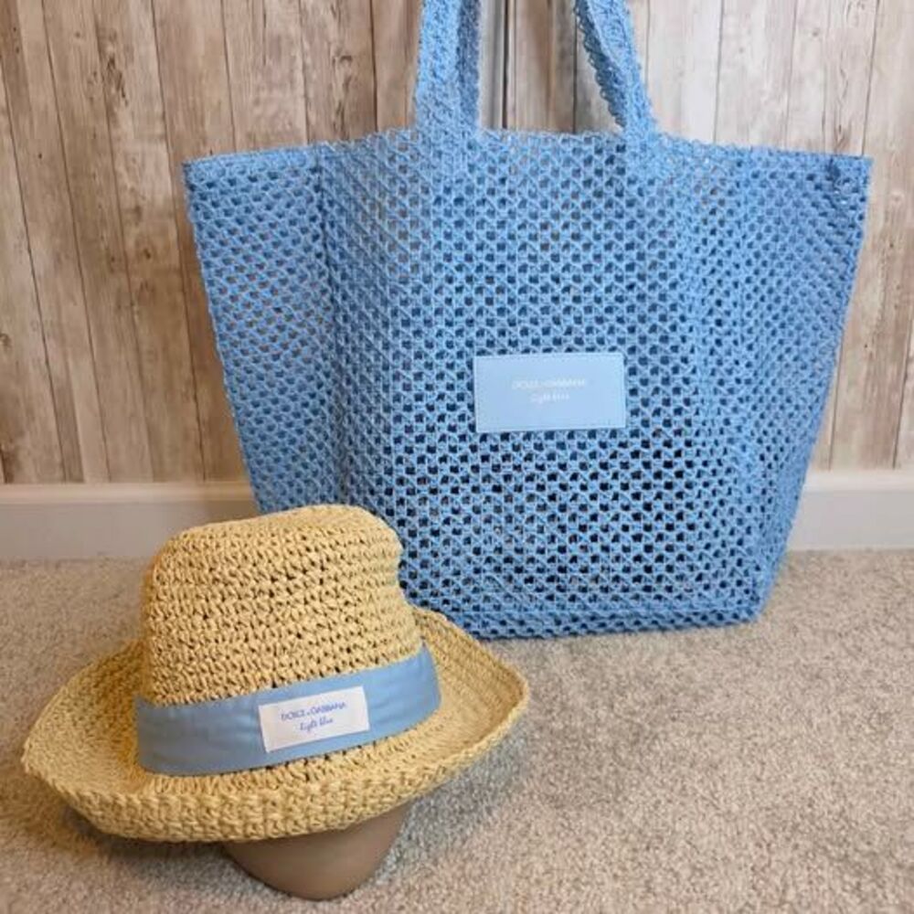 Dolce&Gabbana summer beach bag with matching sun hat NWOT
